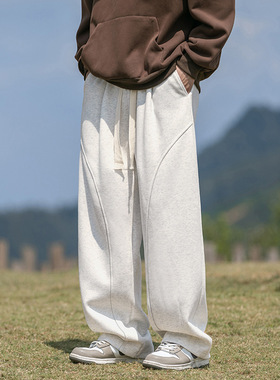 SAMBO 白色重磅休闲裤男2025秋冬宽松阔腿慵懒风潮牌百搭垂感长裤