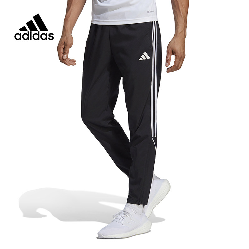 adidas阿迪达斯长裤男裤正品夏季三条纹速干裤脚拉链足球裤IB5012