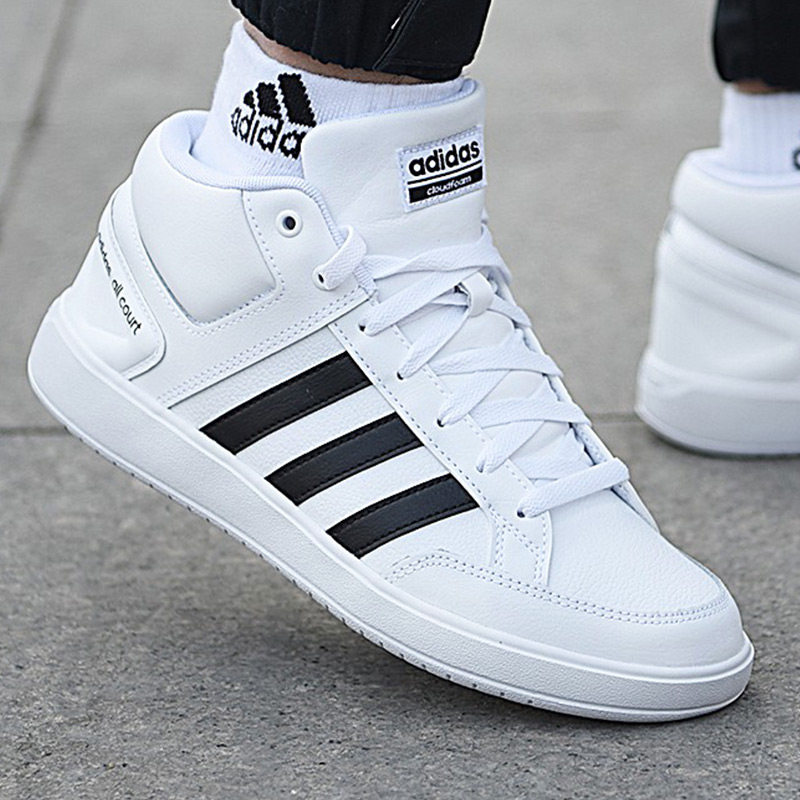 adidas阿迪达斯中帮男鞋秋季新款皮面运动鞋网球小白鞋男H02980
