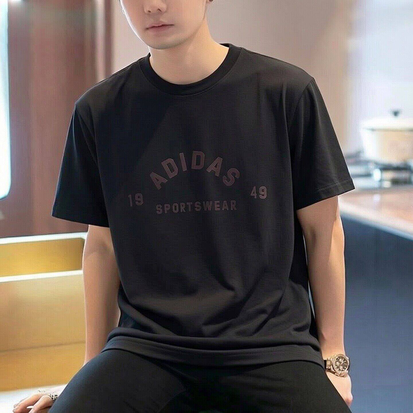 阿迪达斯黑色短袖男夏季