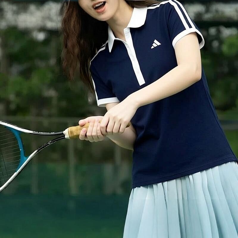 阿迪达斯网球POLO衫女2026新款翻领短袖上衣运动服透气T恤KD7597