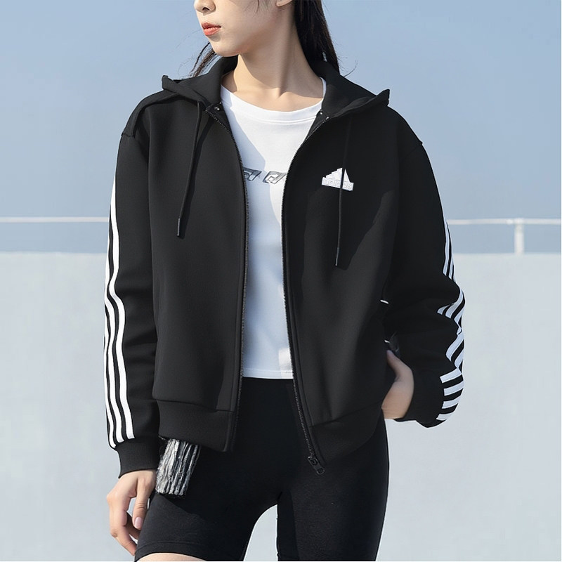 阿迪达斯连帽棒球外套女