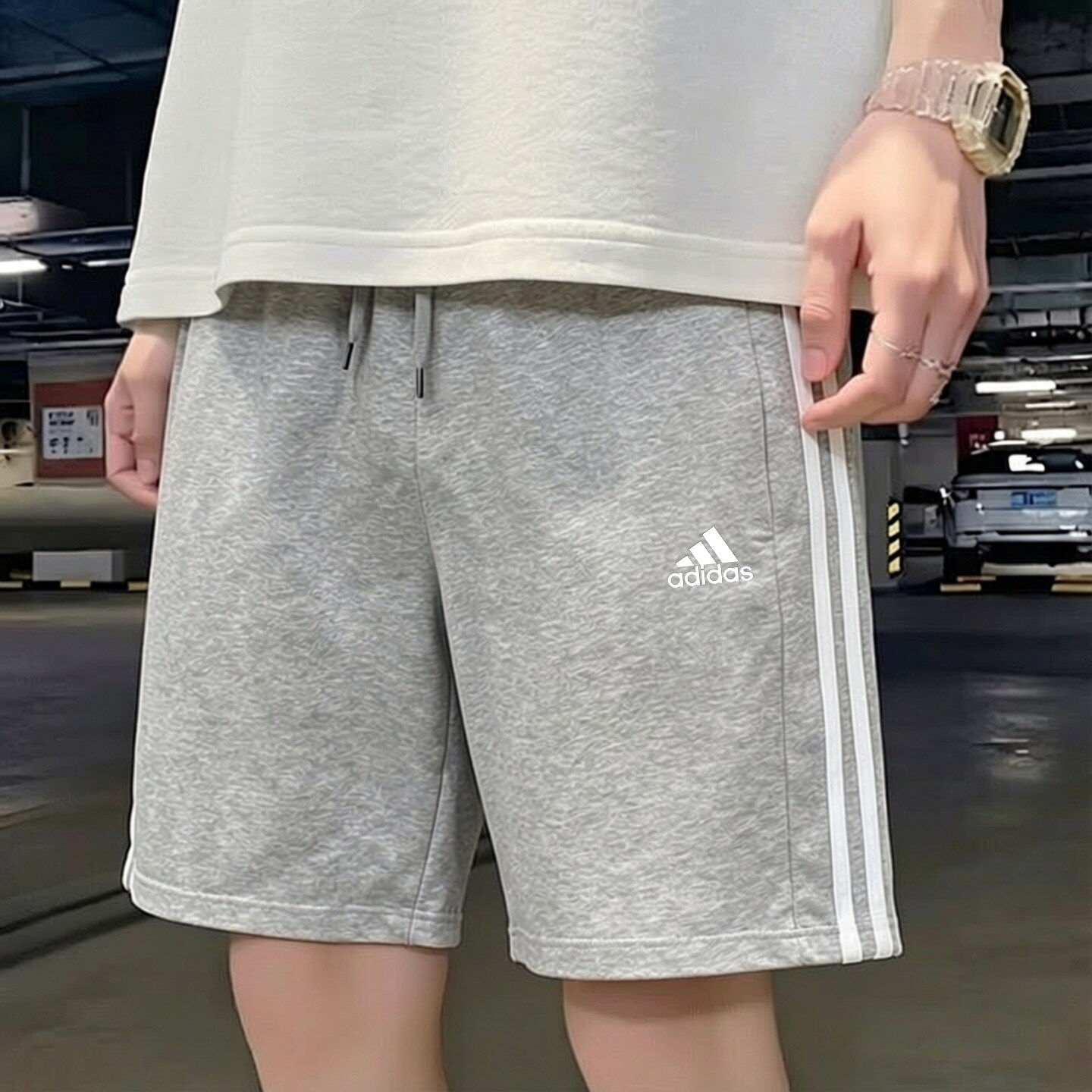 阿迪达斯短裤男裤夏季新款针织宽松五分裤跑步训练休闲运动裤