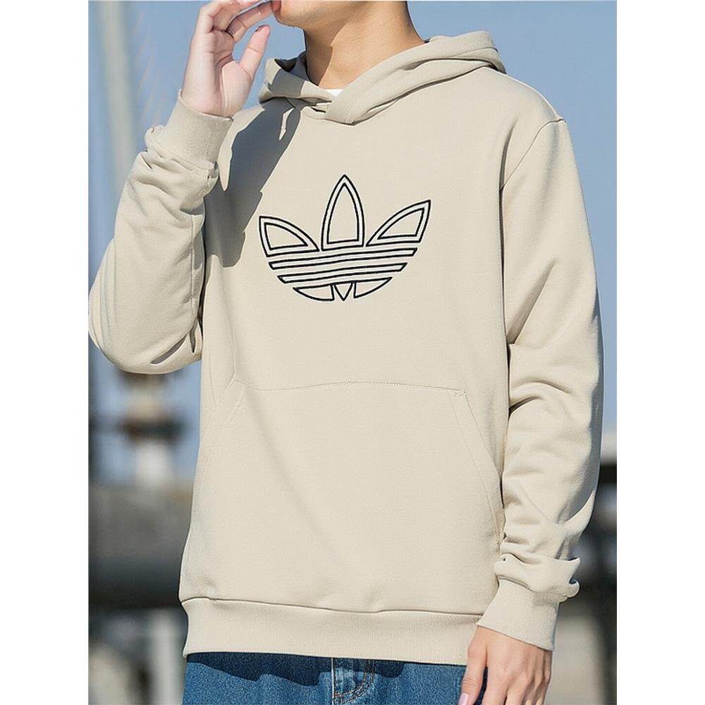 阿迪达斯三叶草卫衣男冬季新款卡其连帽衫宽松美式复古运动服外套