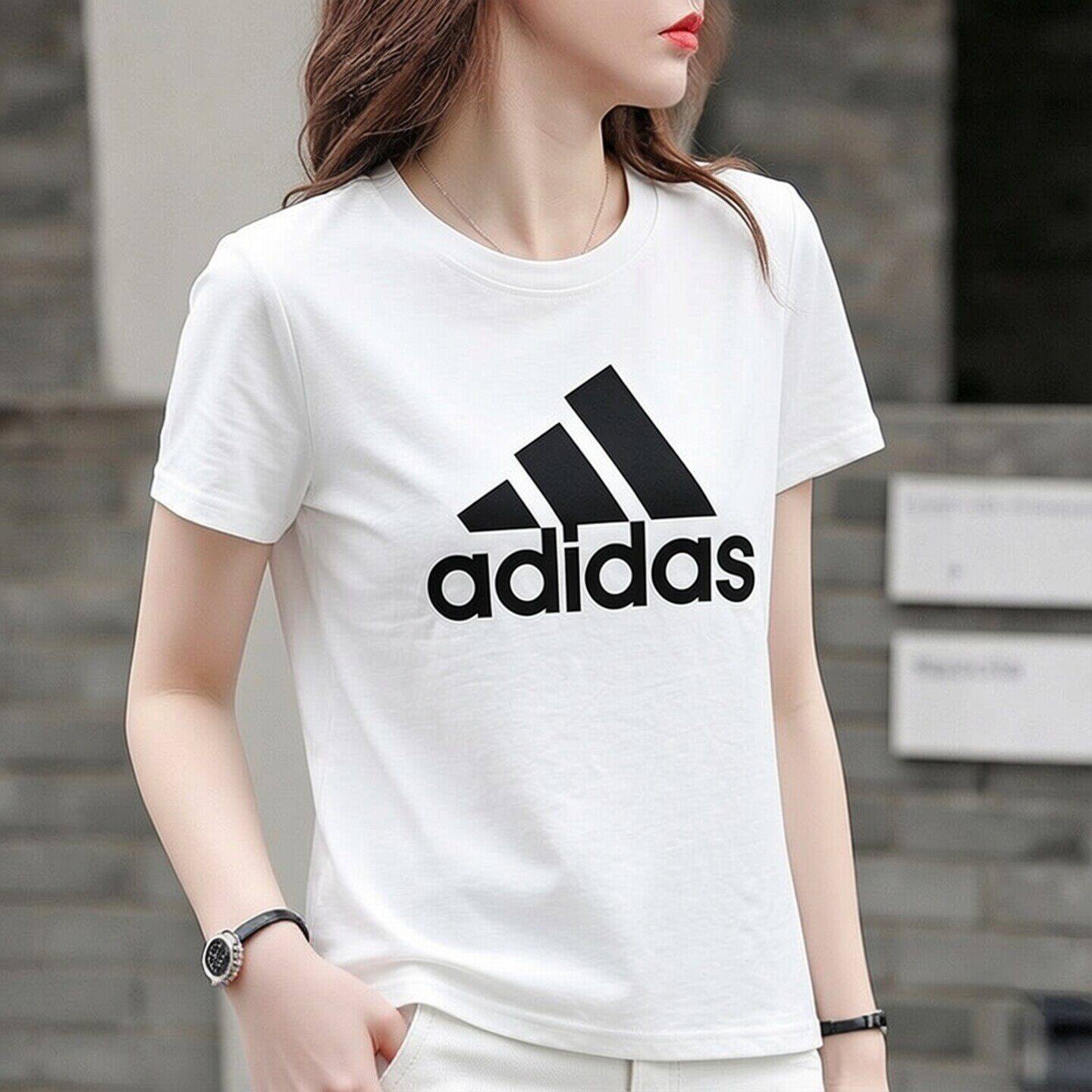 Adidas大logo短袖女t恤夏