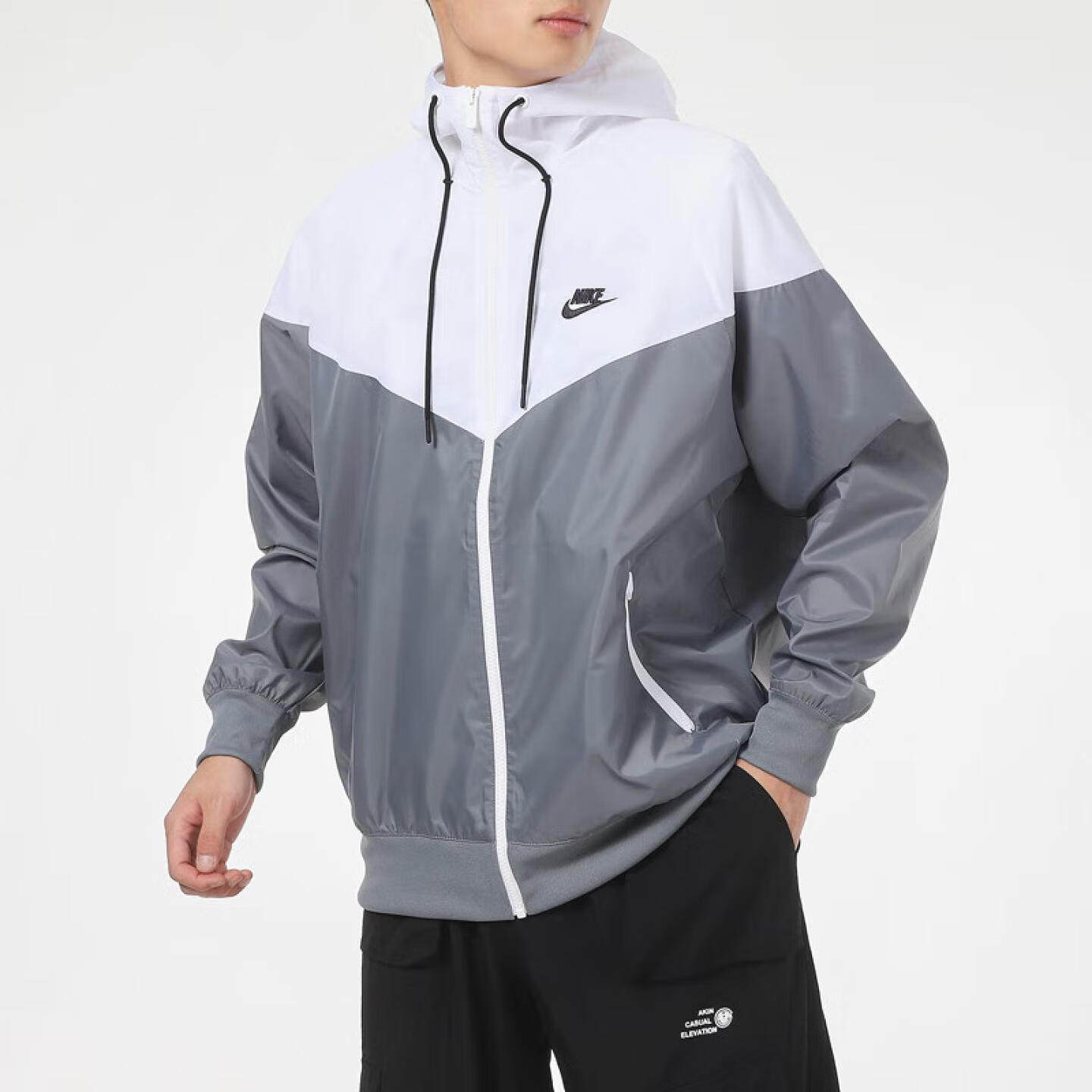 Nike耐克2026年新款运动风连帽拉链夹克男撞色拼接防风薄款外套