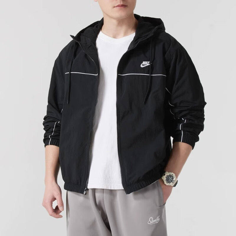 耐克连帽外套男装上衣正品新款运动服跑步健身训练服防风休闲夹克