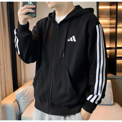 阿迪达斯外套男正品秋季新款休闲运动服加绒上衣连帽夹克JD1870