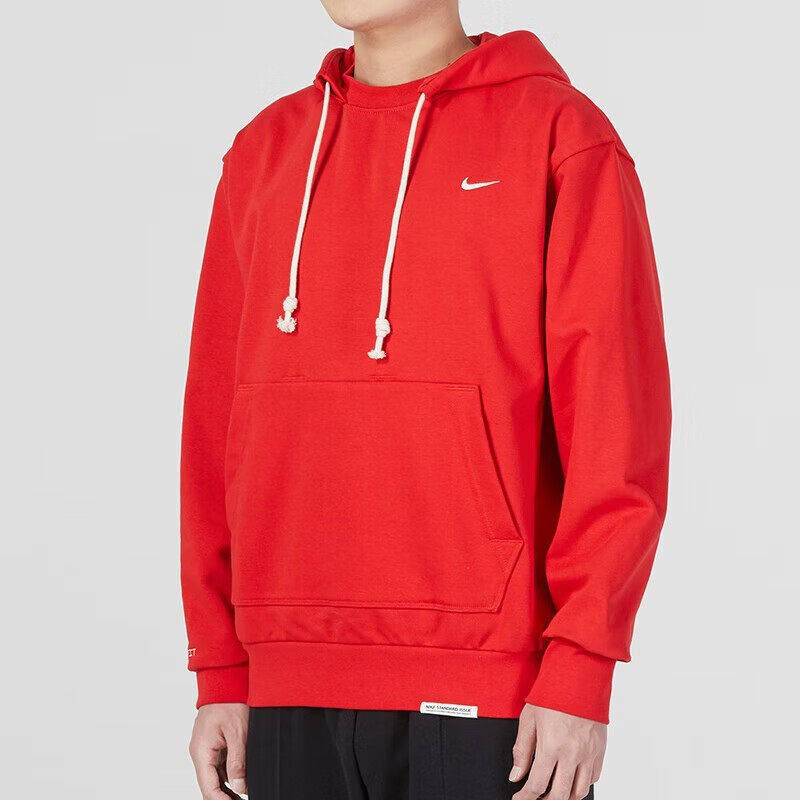 Nike耐克红色卫衣春季新年款连帽衫运动本命年宽松外套男士套头衫