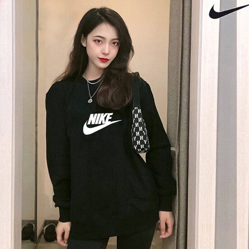 耐克运动套装女装正品秋冬新款加绒保暖卫衣套头衫休闲束脚长裤子