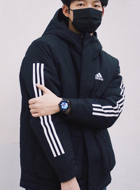 阿迪达斯连帽加厚棉服男士外套秋冬新款保暖户外运动服棉袄IP2537