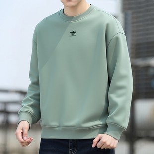 阿迪达斯三叶草卫衣男士秋冬新款宽松加绒加厚圆领运动长袖上衣