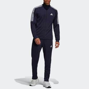 Adidas/阿迪达斯男装 条纹LOGO拉链运动休闲立领套装GT8802