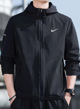 NIKE耐克梭织连帽外套男装2026新款跑步运动服防风夹克上衣DD4747