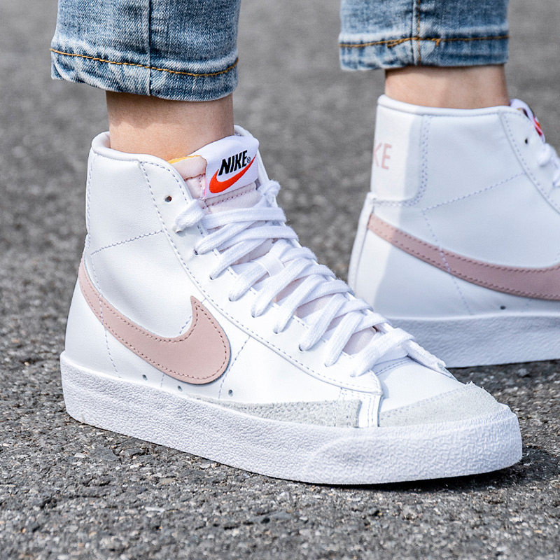 NIKE耐克女鞋正品秋季BLAZER粉色小白鞋开拓者运动休闲鞋高帮板鞋