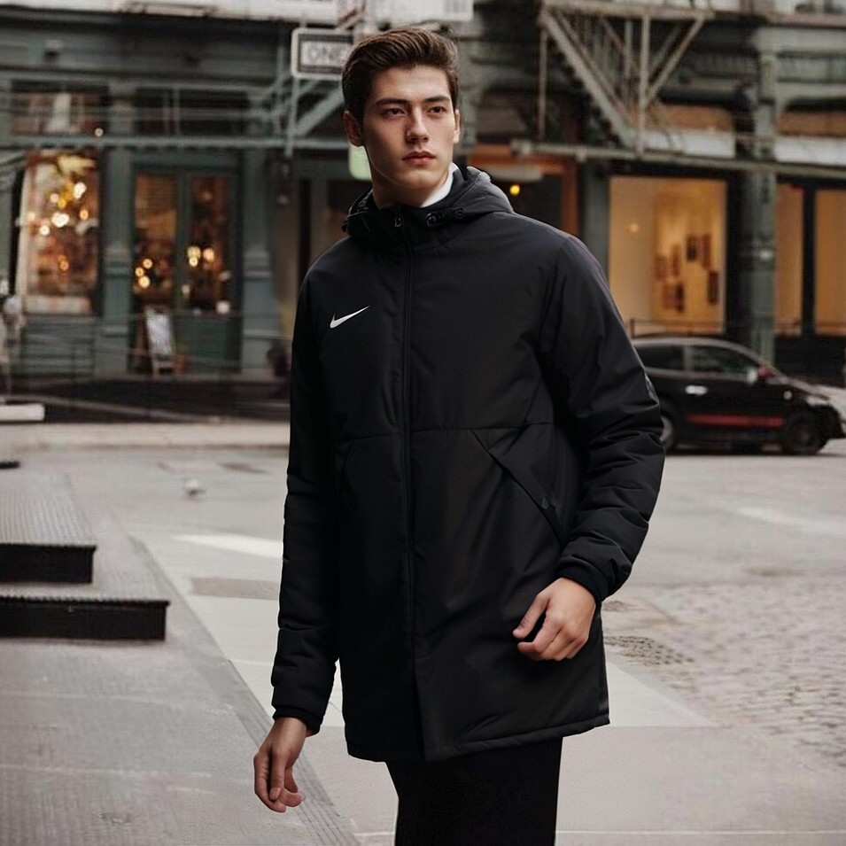 Nike耐克足球训练中长款棉服正品运动外套冬季新款保暖羽绒夹克男