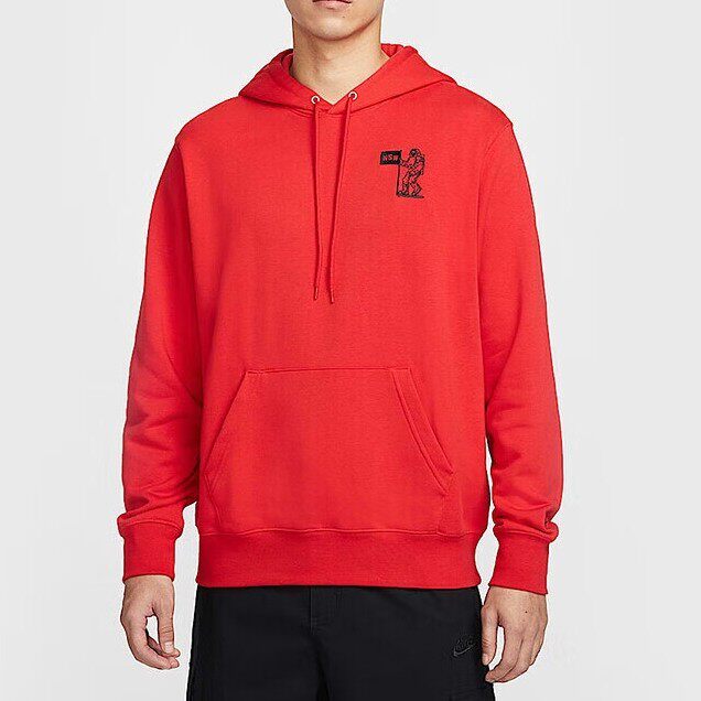 红色卫衣Nike耐克连帽套头衫男子宇航员外套冬季新款运动服HQ8595