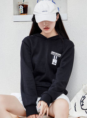 阿迪达斯三叶草新款运动卫衣 纯棉连帽宽松校园风HH9449休闲上衣