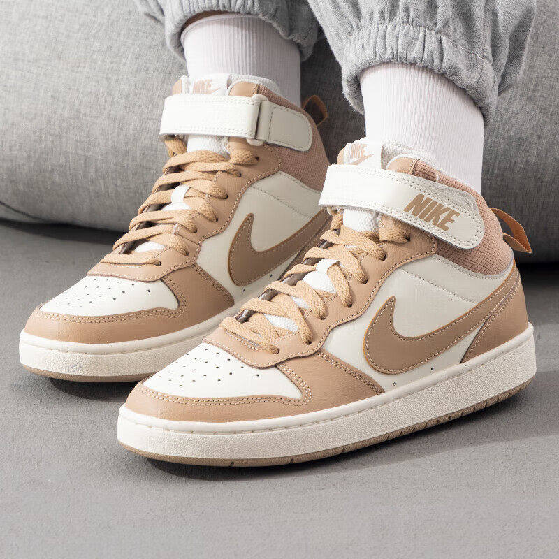 NIKE耐克女鞋Court Borough中高帮魔术贴板鞋女生运动休闲鞋