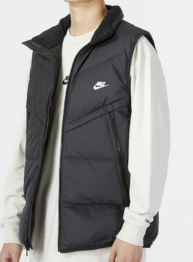 NIKE耐克羽绒马甲男款保暖立领上衣2025冬季新款运动服背心DV1136