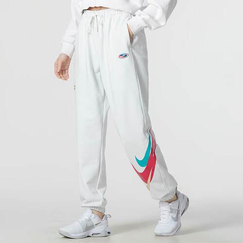 Nike耐克针织白色长裤女宽松束脚裤大标高腰运动裤休闲卫裤FD4799