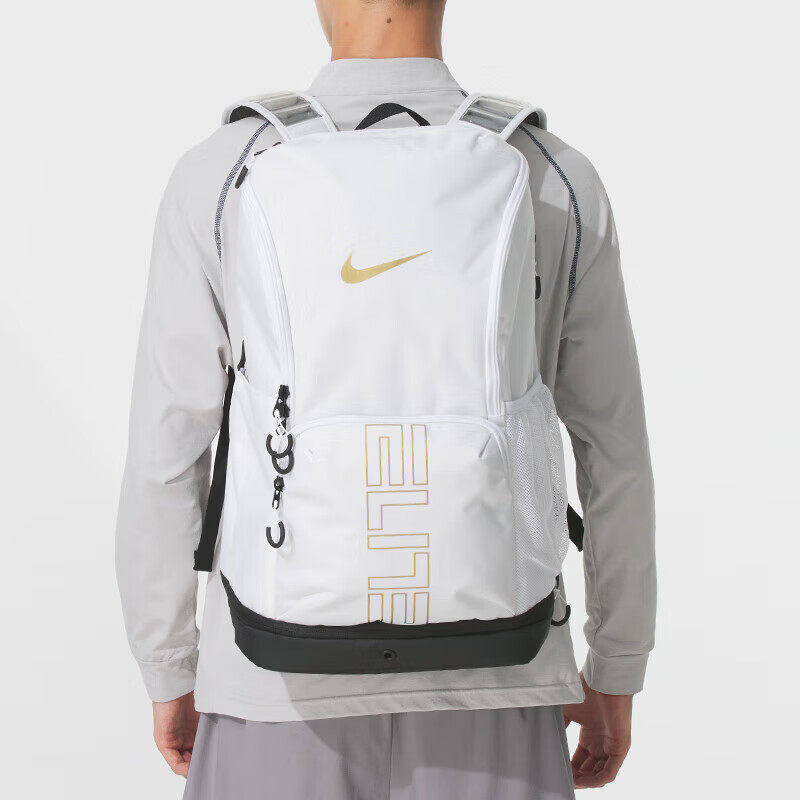 Nike耐克2026年新款男女运动后揹包大容量户外旅行揹包白色休闲包
