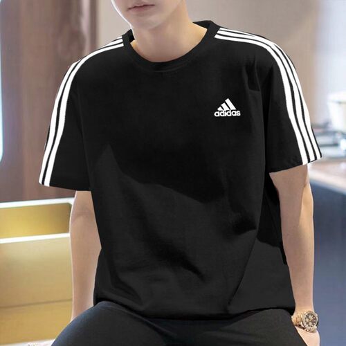 adidas阿迪达斯短袖男正品夏季正品纯棉三条纹运动跑步T恤GL3732