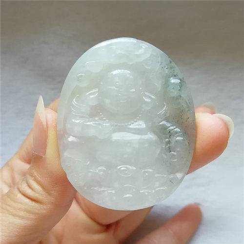 收藏天然冰种独山玉弥勒佛吊坠玉佛项链笑脸佛公大肚佛玉挂件送证