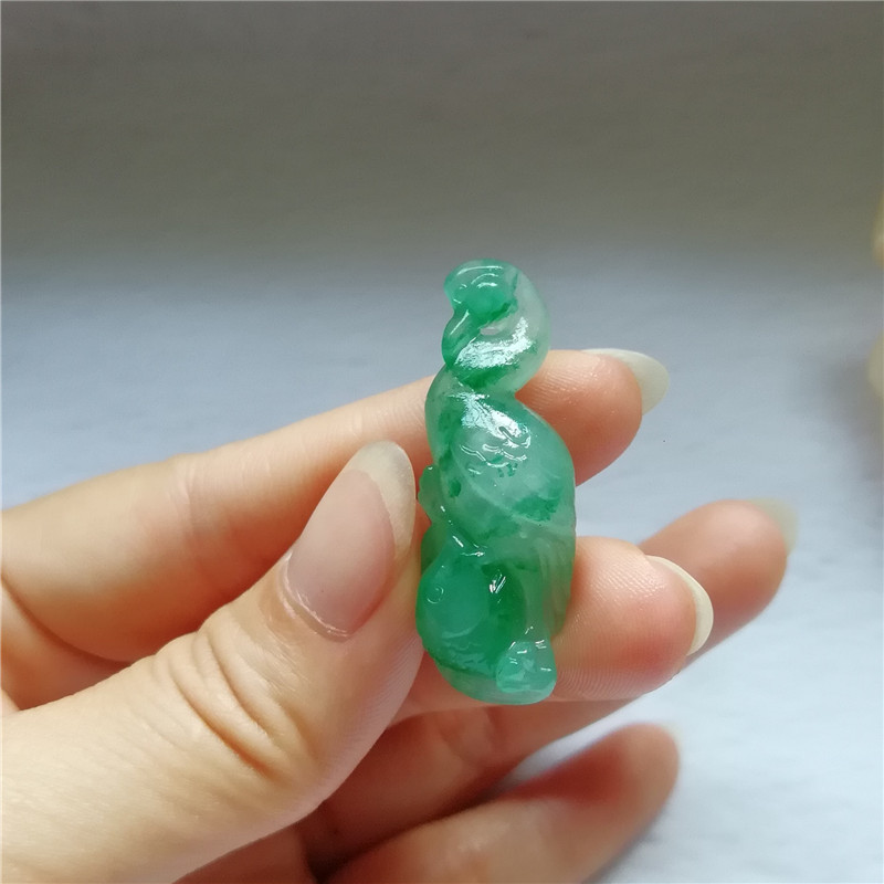 天然独龙玉仙鹤鱼玉坠项链孤品