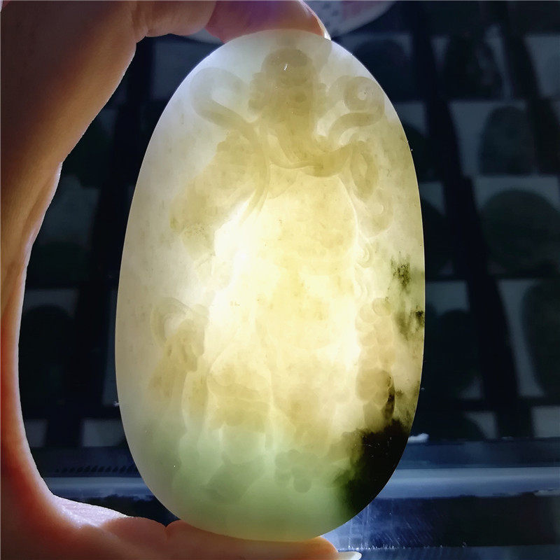 收藏玉器纯天然独山玉武财神关公吊坠南阳玉独玉大挂件男玉佩送证