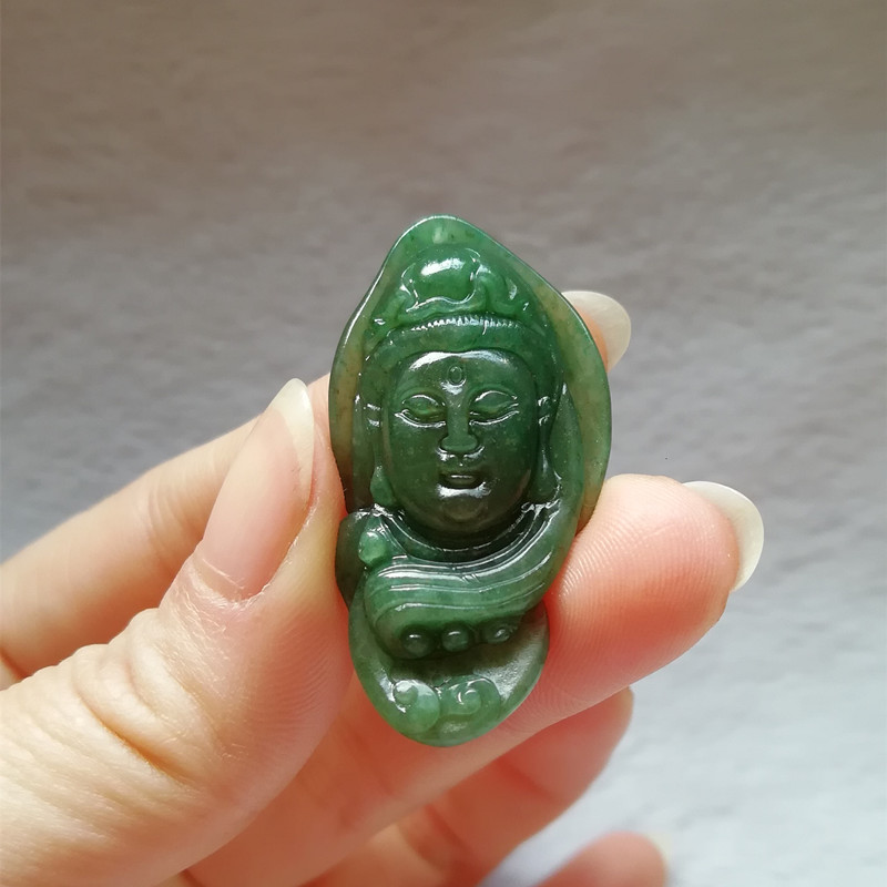 收藏天然玉石独山玉吊坠老坑独玉观音挂件南阳玉观音菩萨玉佩直播