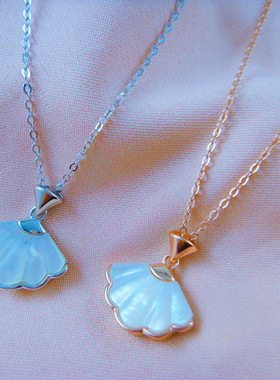 925纯银一贝子裙子项链女锁骨链