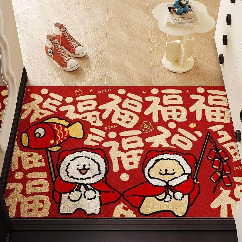 线条小狗入户门地垫家用丝圈可裁剪防滑蹭灰新年喜庆脚垫门口全铺,居家布艺,入户地垫,淘宝优惠券,粉丝福利购,淘宝优惠卷