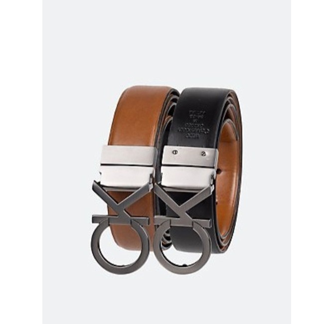 海淘正品现货CK双面可用皮带男士商务休闲平滑扣字母腰带可裁剪