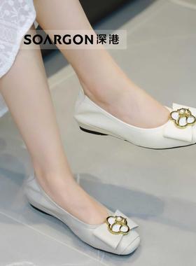 深港专柜2024秋季新款平底浅口圆头休闲女士单鞋子H1640Q89162