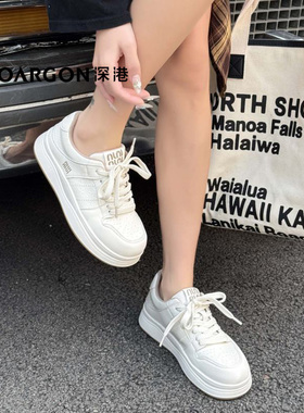 深港专柜2025秋季新品系带圆头平底休闲舒适女小白鞋W1212C89405