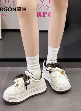 深港专柜2025秋季新款系带厚底休闲百搭女士小白鞋子W1718X89815