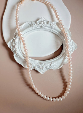 樱花粉色项链巴洛克近无暇女高光