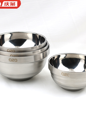 庆展304不锈钢碗家用圆形厨房极简汤碗加深加厚大容量多尺寸餐具