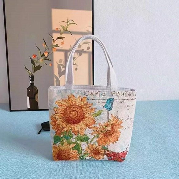 傣族民族风帆布包小号双面刺绣手提包单肩包女士卡通动物手提袋