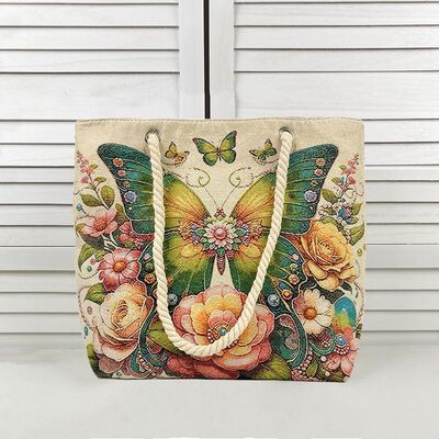 新款帆布包金丝刺绣大容量