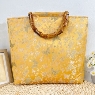 钟建军新款大容量帆布包双面刺绣新中式国风旗袍手提包托特包