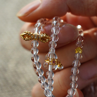 白水晶手串项链念珠925银配件中式配饰108颗