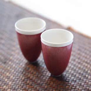 青塘山房灰蓝黑色圆边禅定杯中式高温瓷品杯品茗杯茶杯