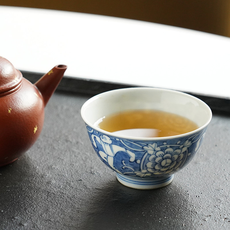 【六折特惠】老物件平安春峰老青花大品杯五只一套