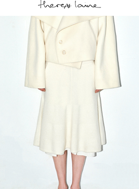 thereAt laine真丝拼接A字散摆奢柔质感羊绒半裙