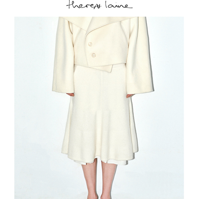 thereAt laine真丝拼接A字散摆奢柔质感羊绒半裙