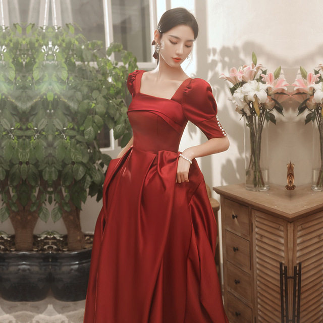 清仓样衣缎面敬酒服新娘春夏季结婚礼服女公主甜美订婚宴会礼服