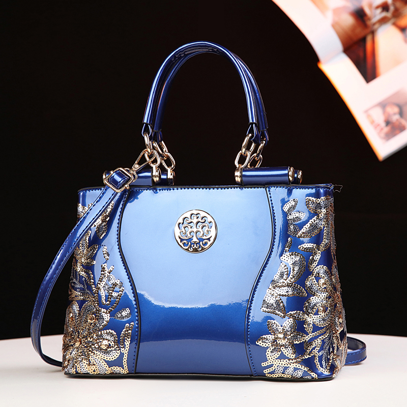 欧美高档包包女2025新款轻奢女包手提包女士时尚百搭漆皮单肩斜挎