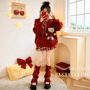 女童冬季穿搭一整套高级感小公主洋气冬装套装儿童毛衣裙子两件套